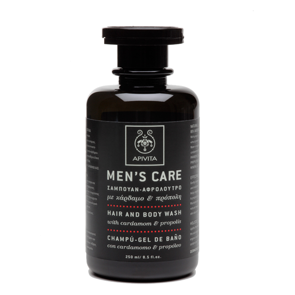 Apivita Mens Care Shampooing - Gel douche à la cardamome et à la propolis, 250 ml