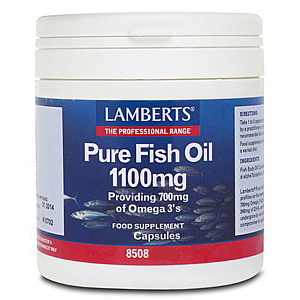 Lamberts Pure Fish Oil 1100mg Συμπλήρωμα Ιχθυελαίων για Καρδιά, Αρθρώσεις, Δέρμα & Εγκέφαλο 120 Capsules