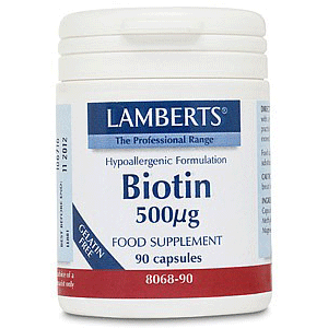 Lamberts Biotin 500mcg Biotin Витамини за коса 90 капсули