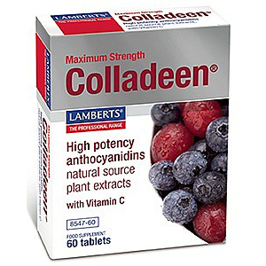 Lamberts Colladeen Maximum Strength 160mg Collagen, Anthocyanidins (grape seed and blueberry extract) 60 Tablets
