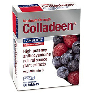 Lamberts Colladeen Maximum Strength 160mg Collagène, Anthocyanidines (extrait de pépins de raisin et de myrtille) 60 Comprimés