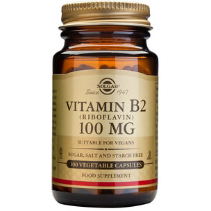 Solgar Vitamin B-2 (Riboflavin) 100mg Απαραίτητη για τον Σχηματισμό των Ερυθρών Αιμοσφαιρίων 100 Capsules