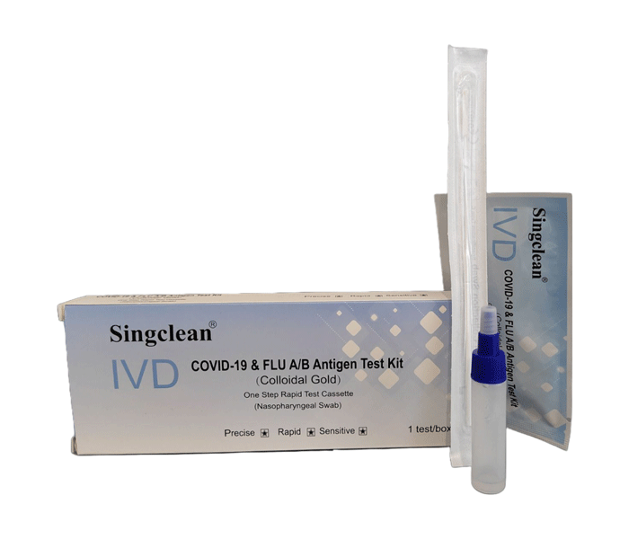 Singclean Ivd Covid-19 & Grippe Covid et Grippe Double Test 1pc