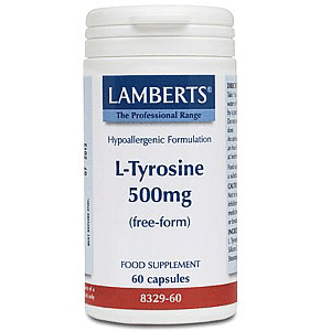 Lamberts L-Tyrosine-500mg ، وظيفة جيدة للغدة الدرقية والدماغ 60 كبسولة