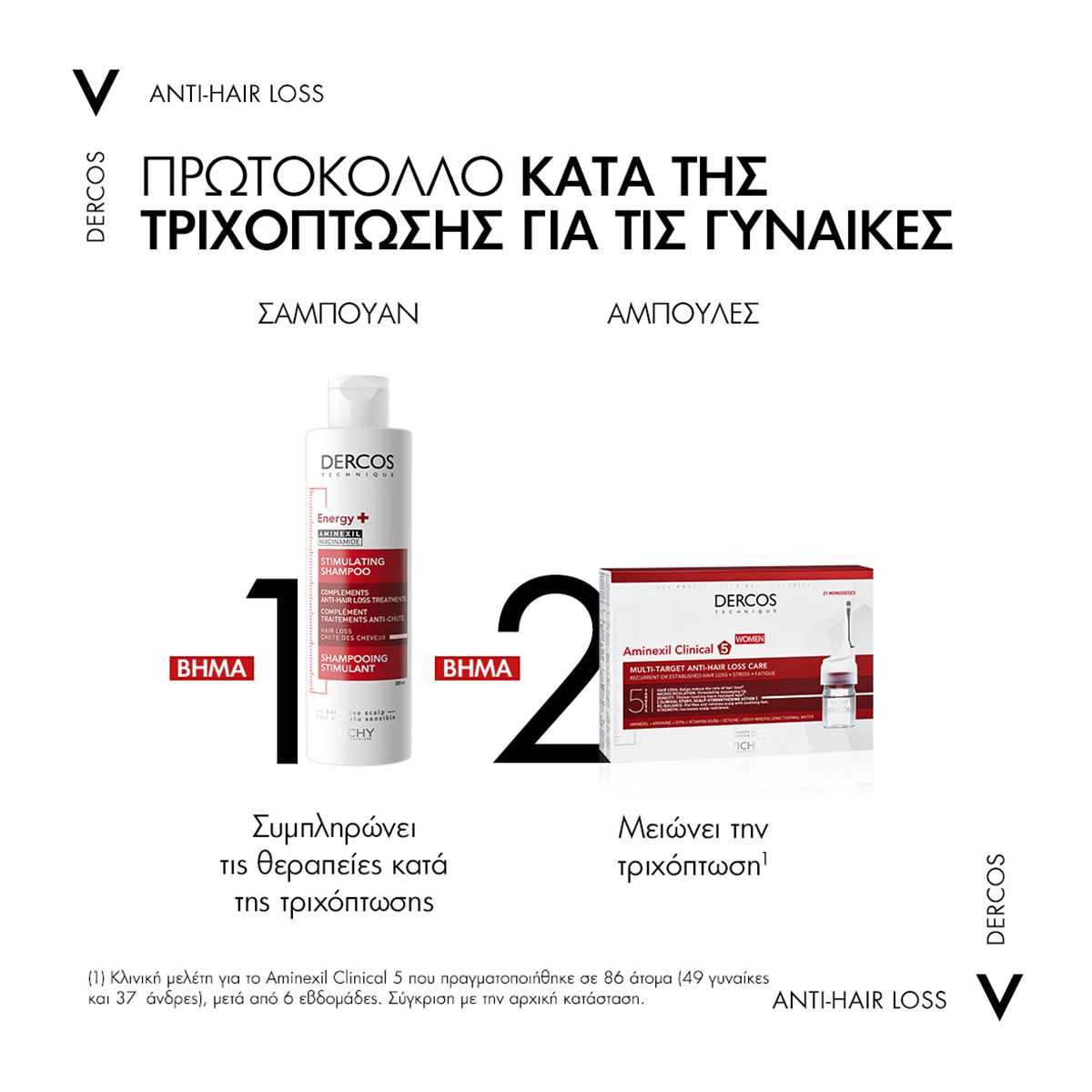 Vichy Dercos Δυναμωτικό Σαμπουάν με Aminexil, Αγωγή Κατά της Τριχόπτωσης 400ml