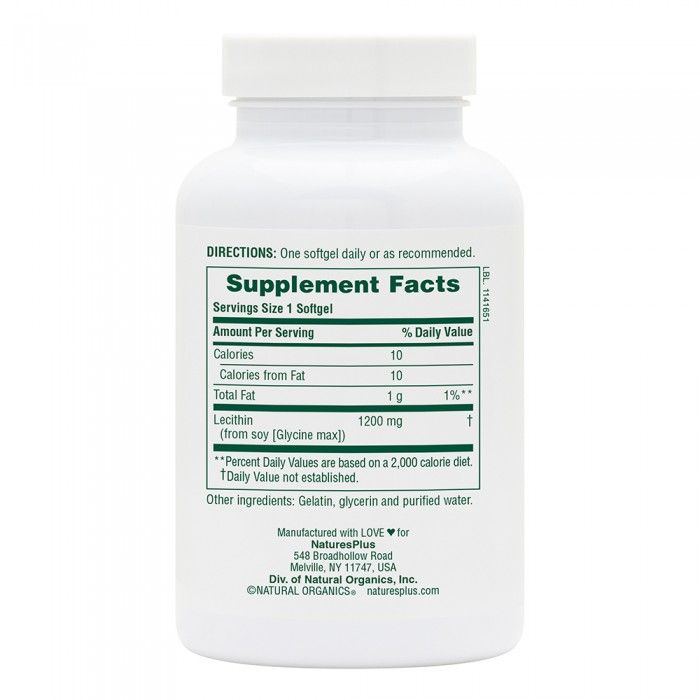 Natures Plus Lecithin 1200mg 90 Softgels