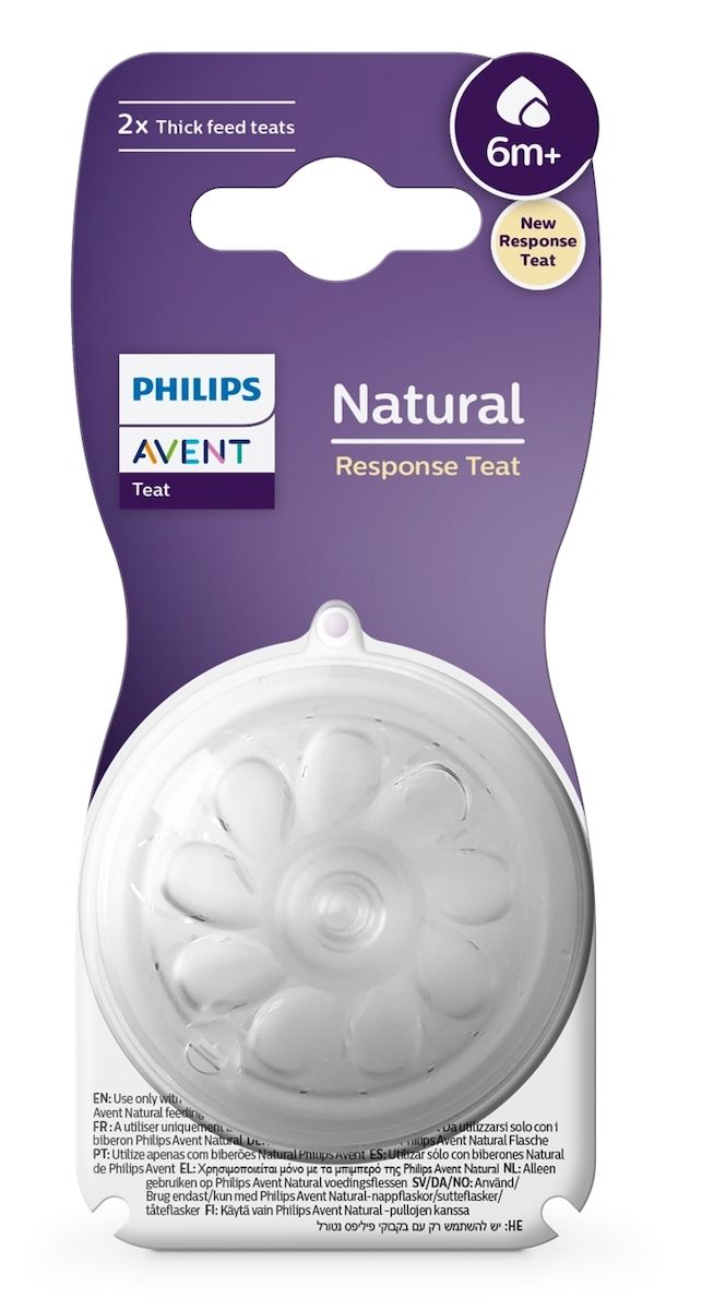 Philips Avent Θηλή Μαλακής Σιλικόνης Natural Response 6m+ Thick Feed Teats SCY966/02 2τμχ