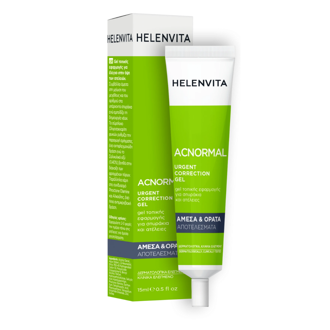 Helenvita Acnormal Urgent Correction Gel, Τζελ Τοπικής Εφαρμογής για Ατέλειες, Λιπαρό-ΑκνεΪκό Δέρμα 15ml