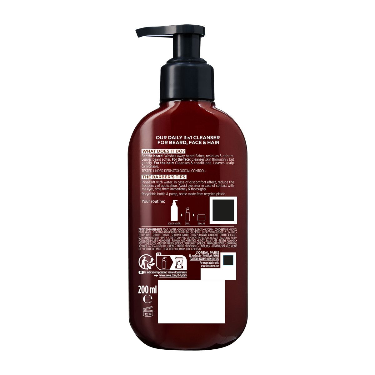 L'Oreal Men Expert BarberClub Beard, Face & Hair Wash 200ml
