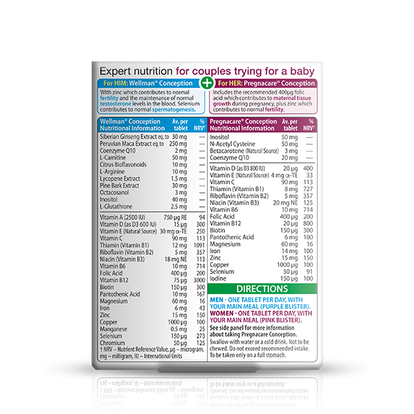 Vitabiotics Pregnacare Him + Her Conception, για Ζευγάρια που Προσπαθούν για Μωρό, 60Tablets