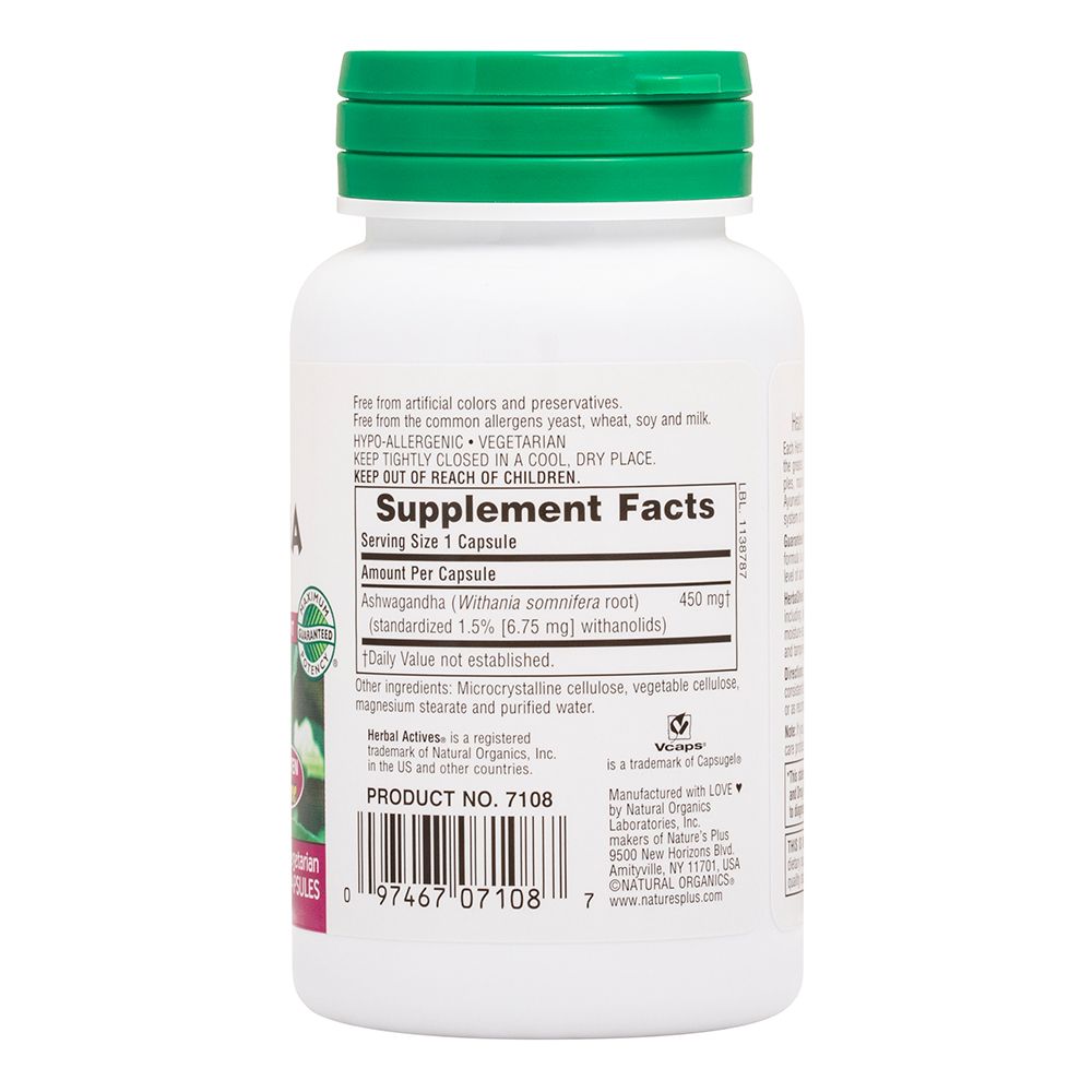 Natures Plus Ashwagandha, 60Vcaps