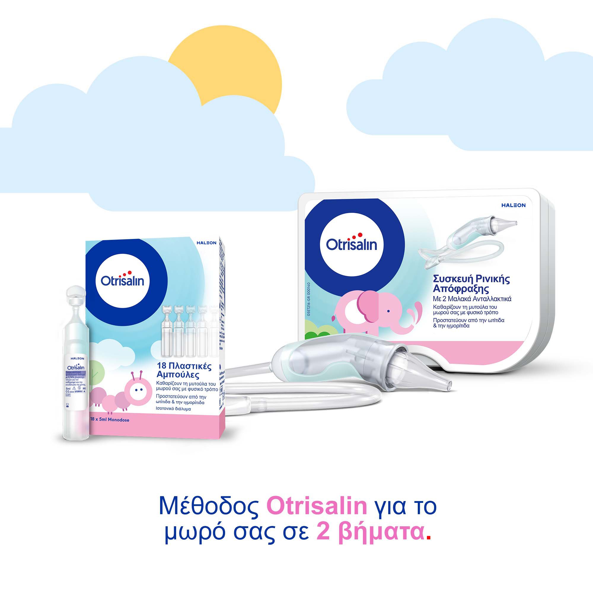 Otrisalin Promo, Φυσιολογικό Διάλυμα για τον Καθαρισμό και την Ενυδάτωση της Μύτης, Αμπούλες 30Χ5ml & ΔΩΡΟ 18x5ml