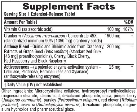 Natures Plus Ultra Cranberry 1500 Ext.Release 30 tabs