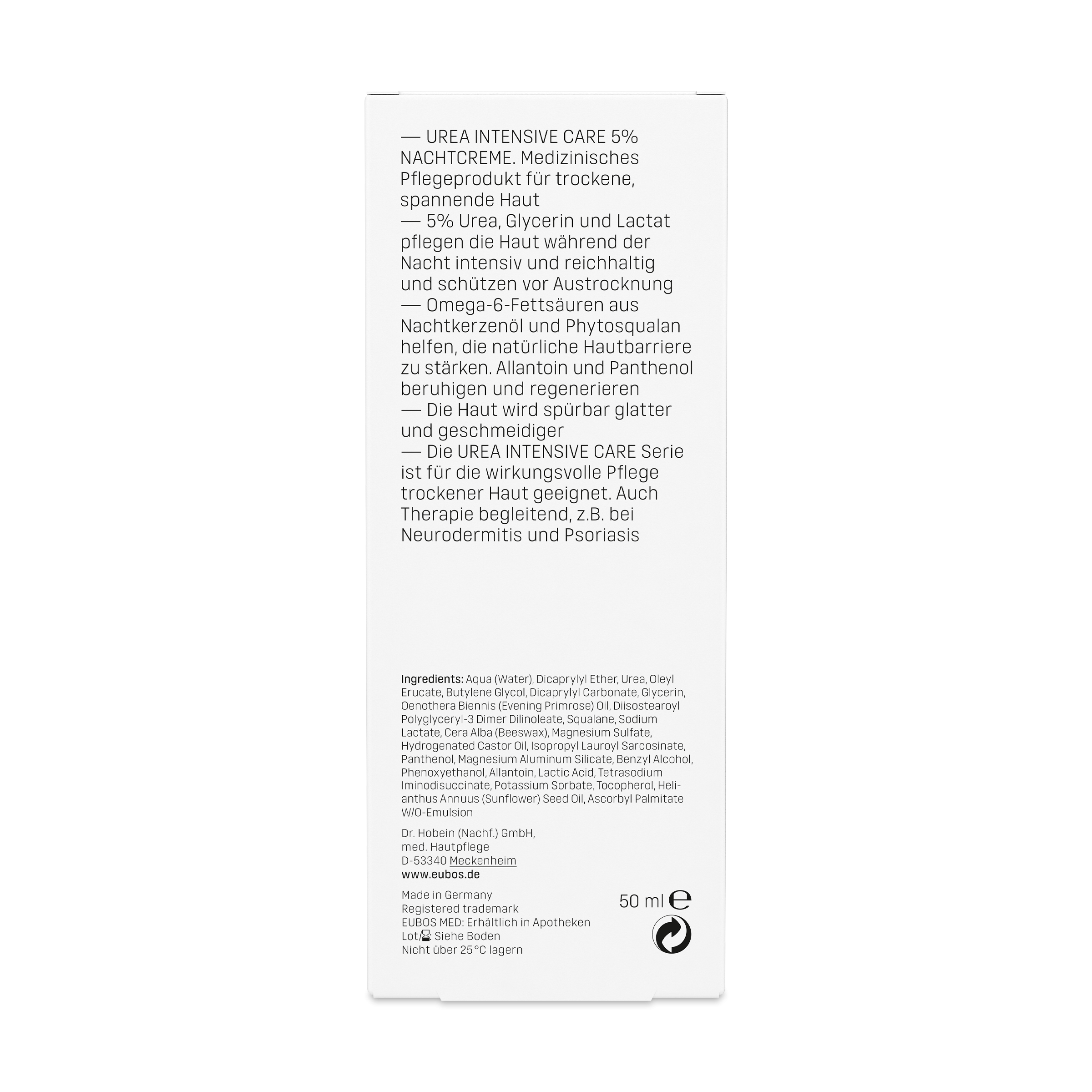 Eubos Face Cream Urea 5%, Ενυδατική Κρέμα Προσώπου 50ml