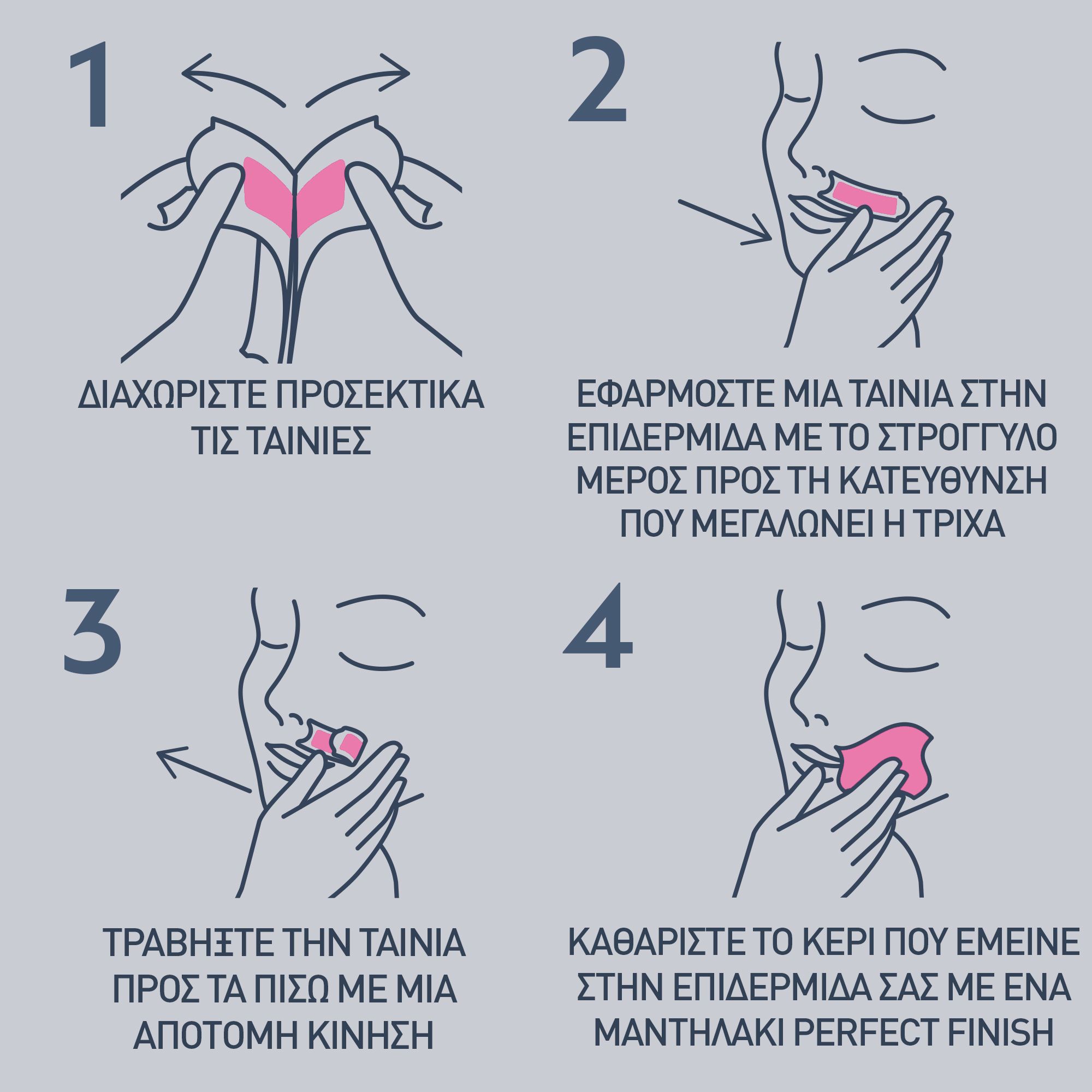 Veet Κρύο Κερί, 20 Tαινίες Προσώπου, Κανονικό Δέρμα + 4 Μαντηλάκια μετά την Αποτρίχωση
