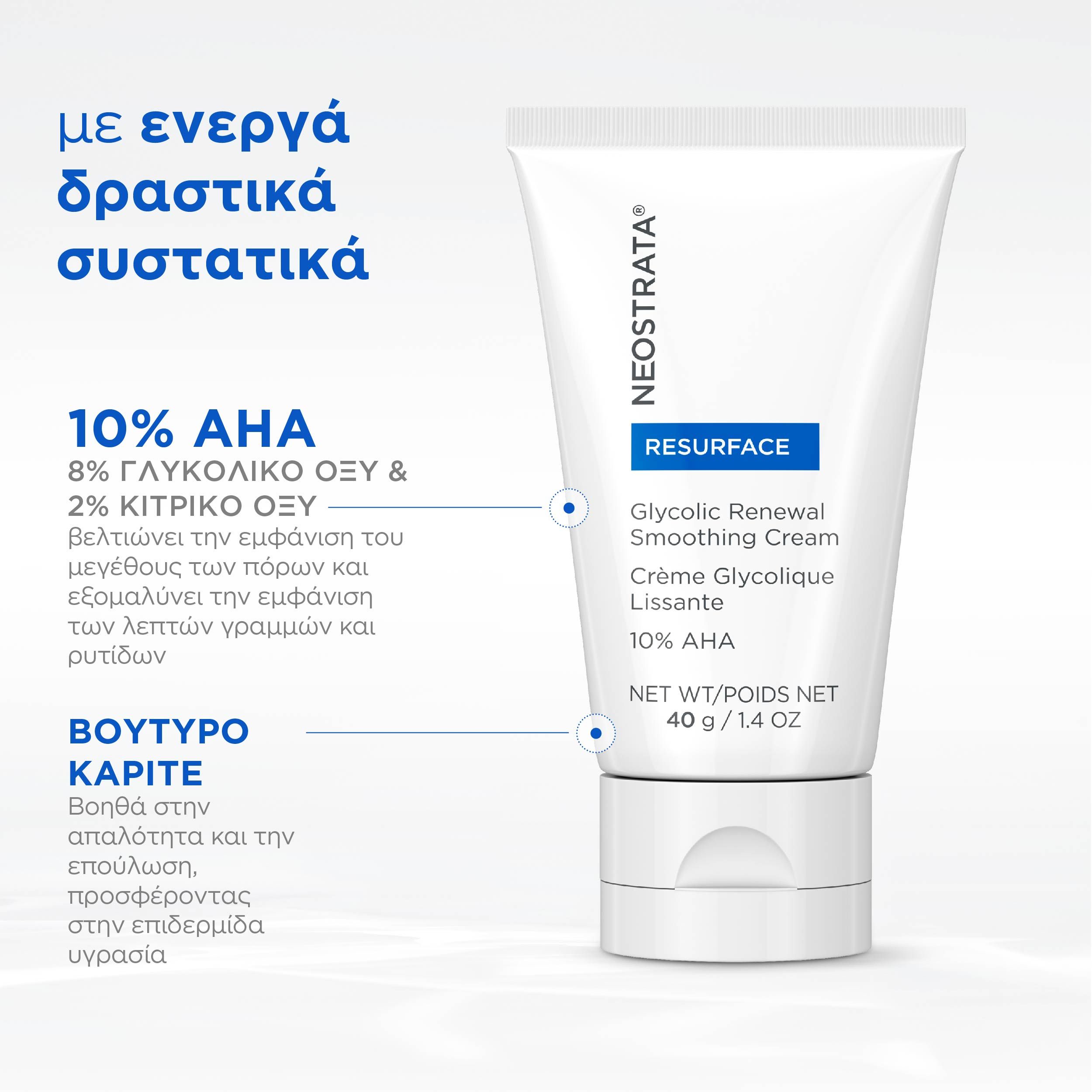 Neostrata Resurface Glycolic Renewal Smoothing Cream, Ενυδατική Κρέμα με Γλυκολικό Οξύ 40g