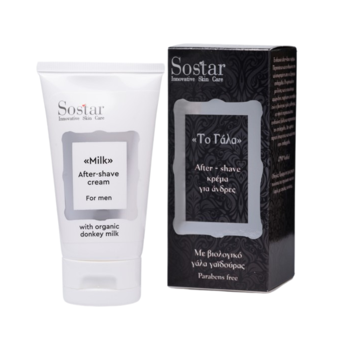 Sostar Το Γάλα After Shave Ενυδατική Κρέμα για Μετά το Ξύρισμα με Βιολογικό Γάλα Γαϊδούρας, 50ml