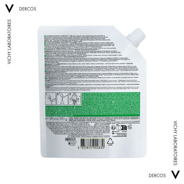 Vichy Dercos Anti-Dandruff DS Σαμπουάν κατά της πιτυρίδας για Κανονικά & Λιπαρά μαλλιά, Refill 390ml