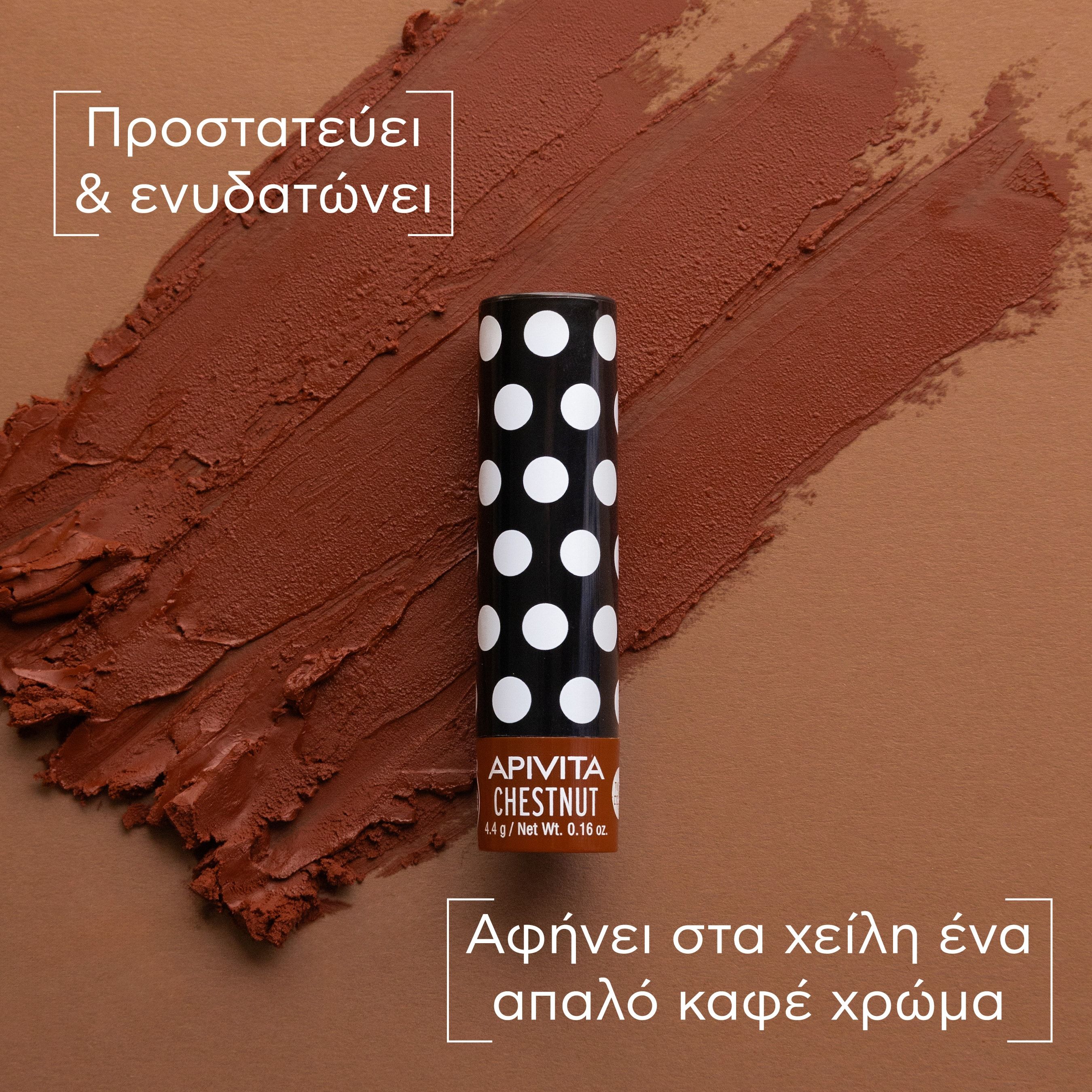 Apivita Chestnut Lip Care με Κάστανο,Ελαφριά Σοκολατί Απόχρωση 4.4gr