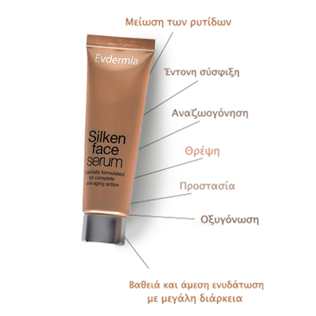 Evdermia Silken Face Serum, Αντιρυτιδικός & Συσφιγκτικός Ορός 50ml