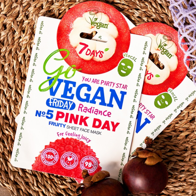 7 Days Go Vegan Sheet Mask Pink Day, 25gr