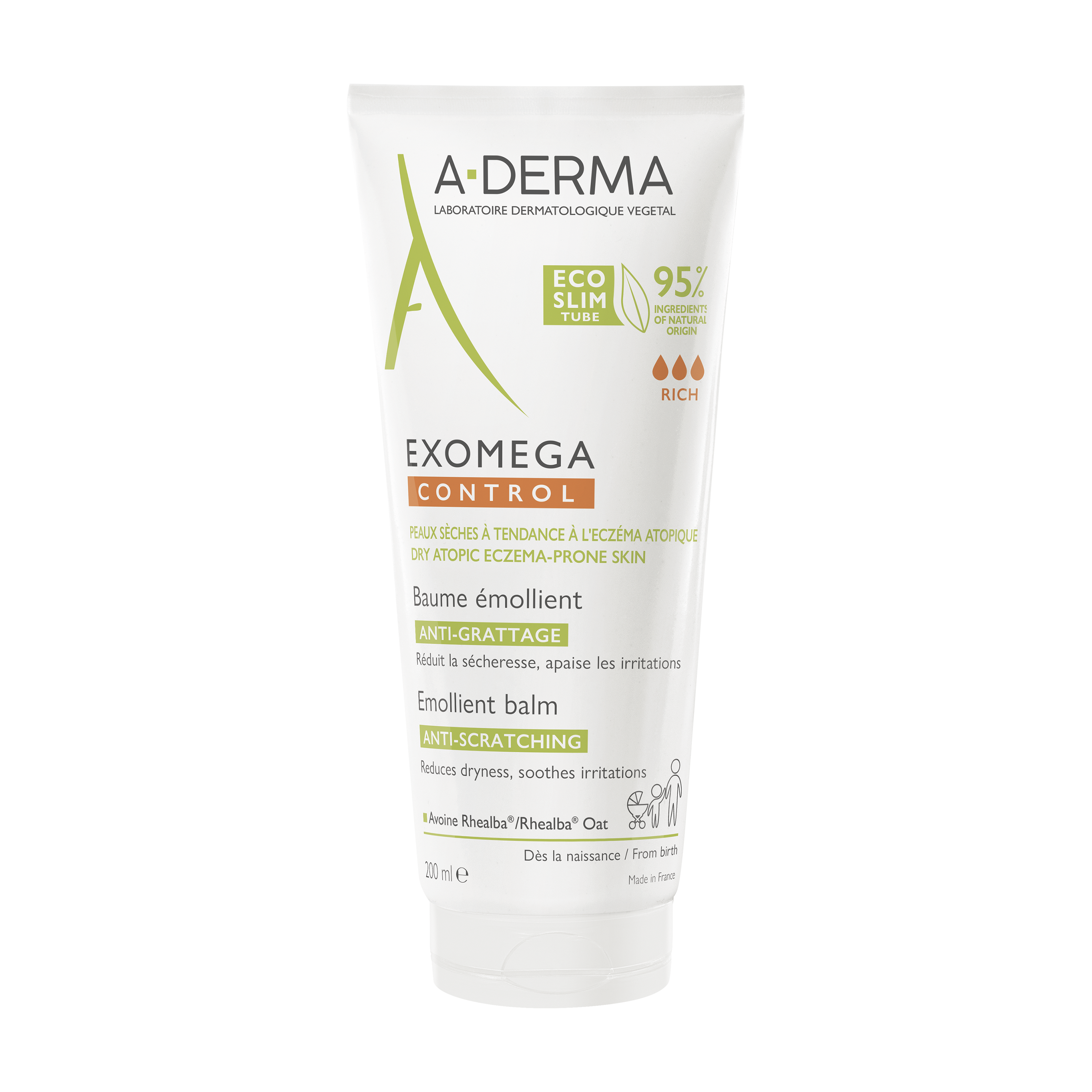 A-Derma Exomega Control Kαταπραϋντικό Μαλακτικό Βάλσαμο κατά του Αισθήματος Κνησμού με Βρώμη, 200 ml
