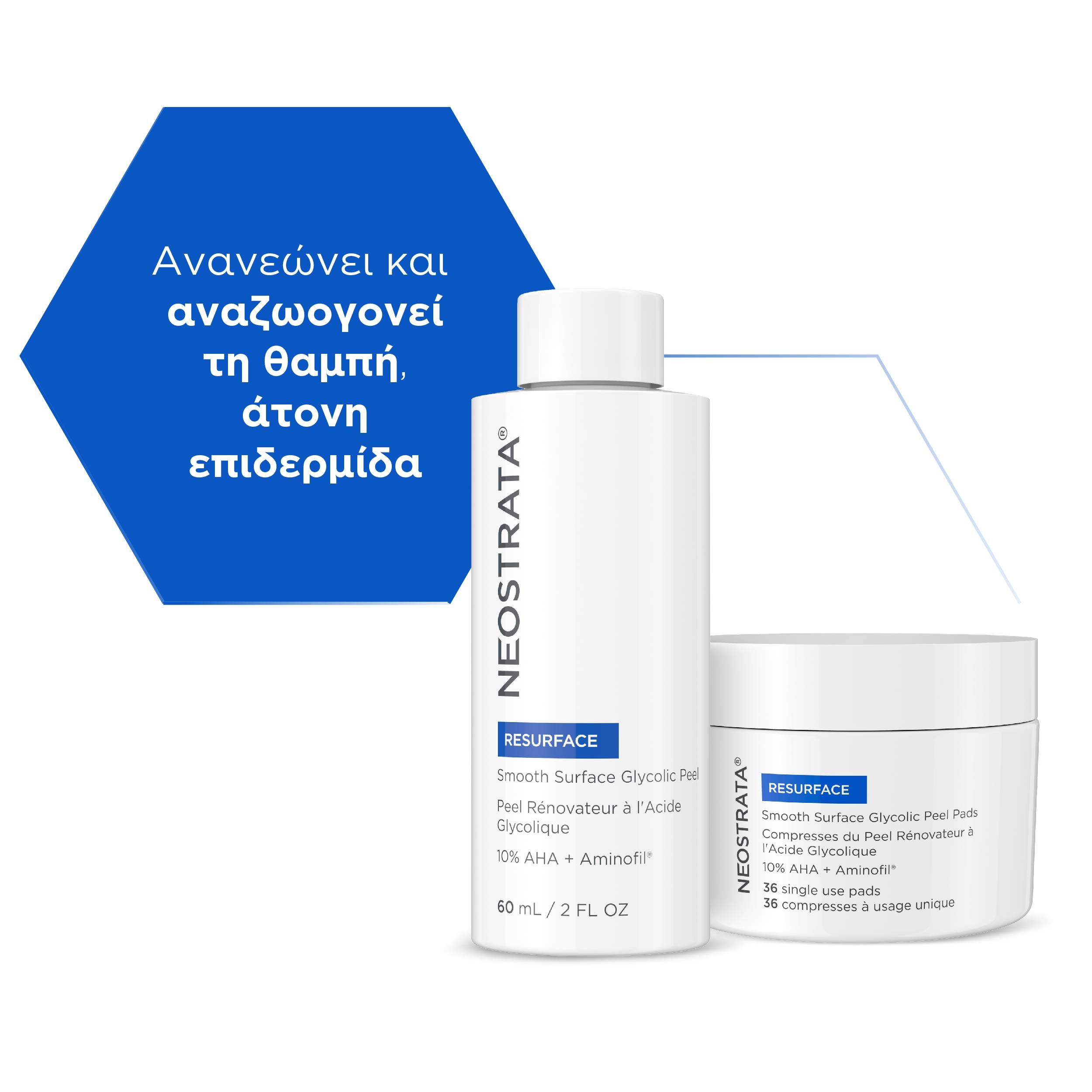 Neostrata Resurface Smooth Surface Glycolic Peel, Ισχυρής Απολεπιστικής Δράσης Προσώπου για Βελτίωση Υφής 36 Δίσκοι & Διάλυμα 60ml