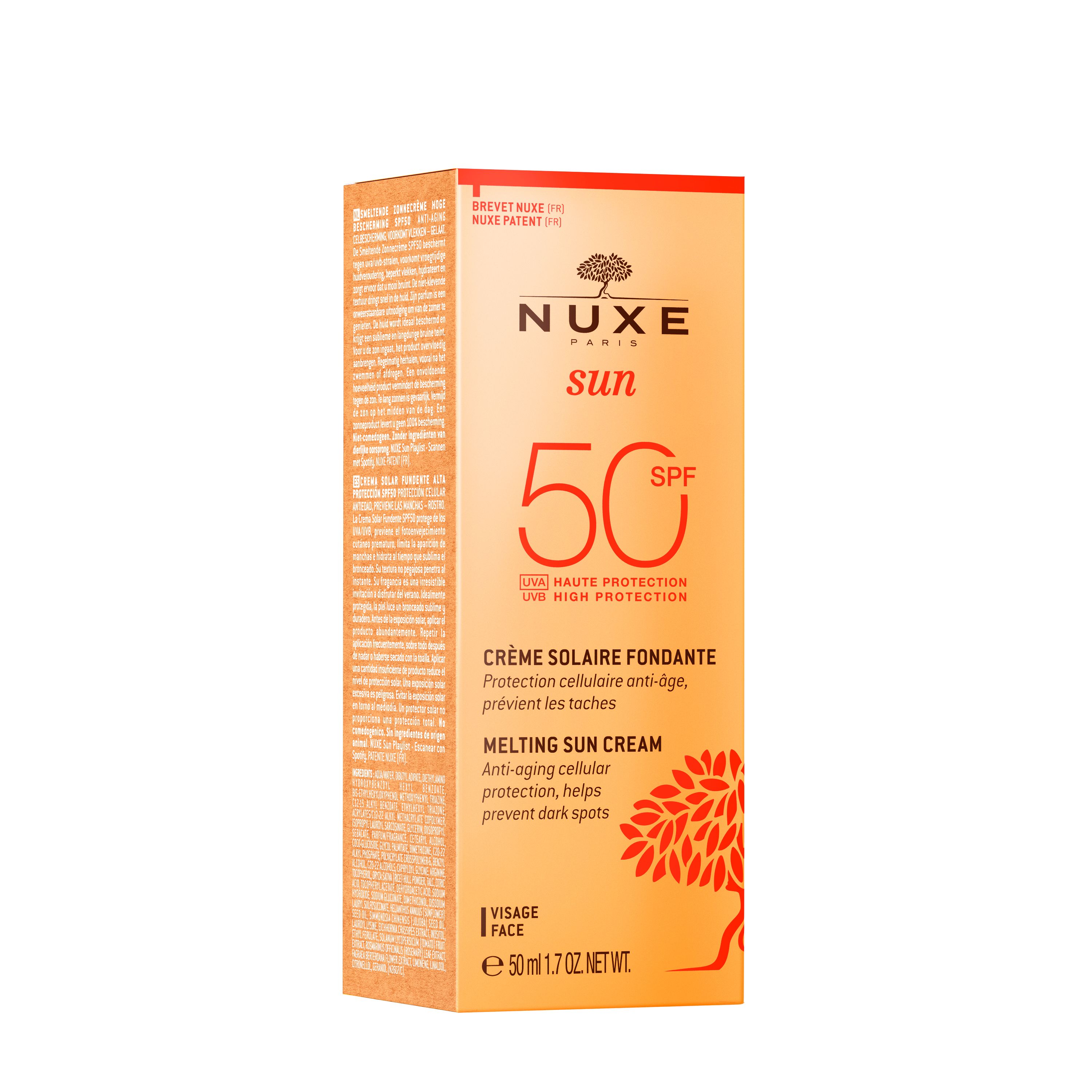 Nuxe Sun Melting Cream, Αντηλιακή Αντιγηραντική - Καφέ Κηλίδες Κρέμα Προσώπου SPF50, 50ml
