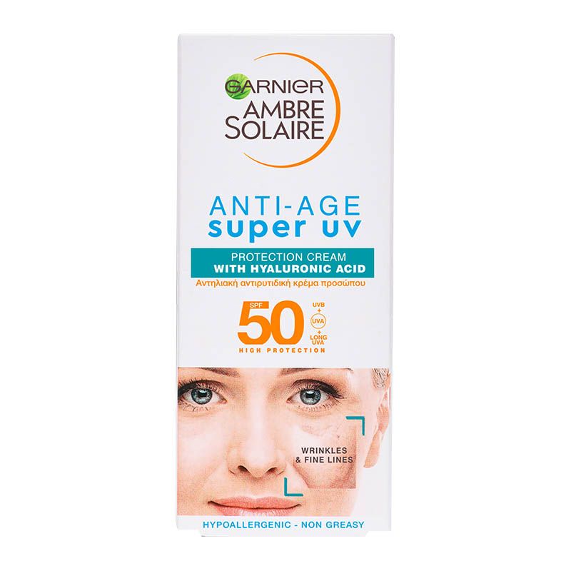 Garnier Ambre Solaire Ocean Protect High Protection Milk SPF50 200ml & Anti Age Super UV Face Cream SPF50 50ml