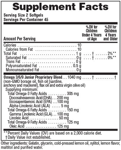 Natures Plus Animal Parade Omega 3/6/9 Junior 90 Softgels