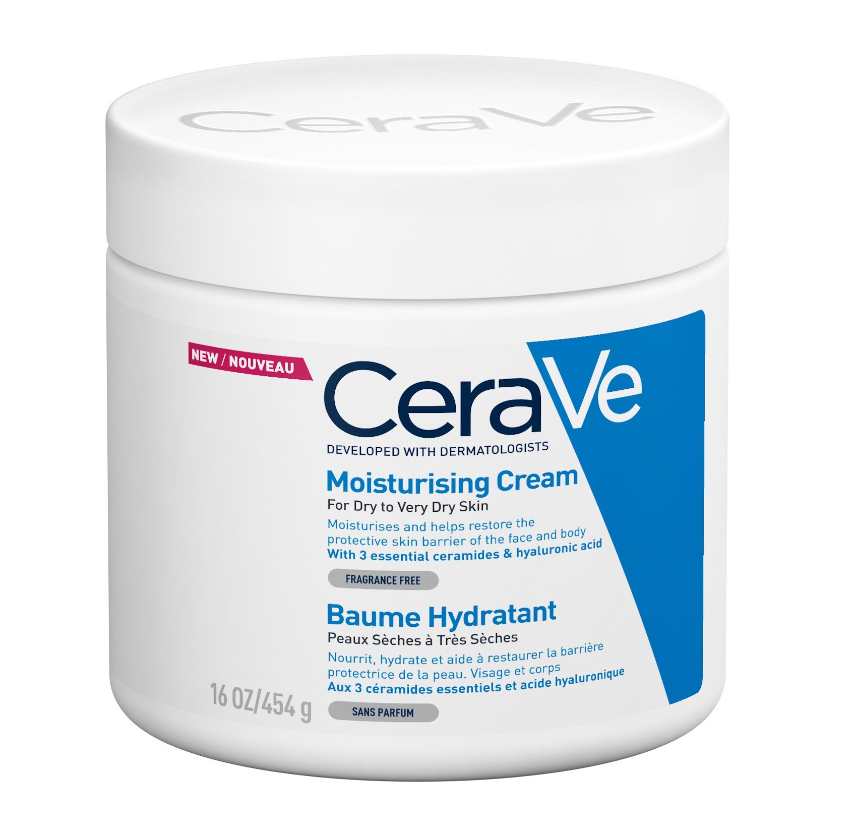 CeraVe Moisturising Cream, Ενυδατική Κρέμα Προσώπου και Σώματος με Ceramides και Υαλουρονικό Οξύ 454gr