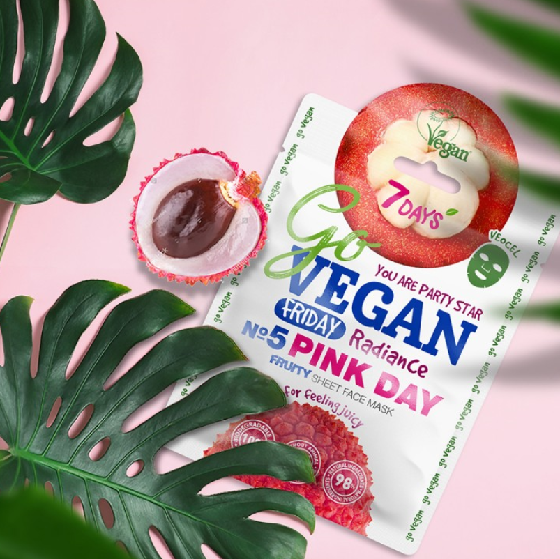 7 Days Go Vegan Sheet Mask Pink Day, 25gr