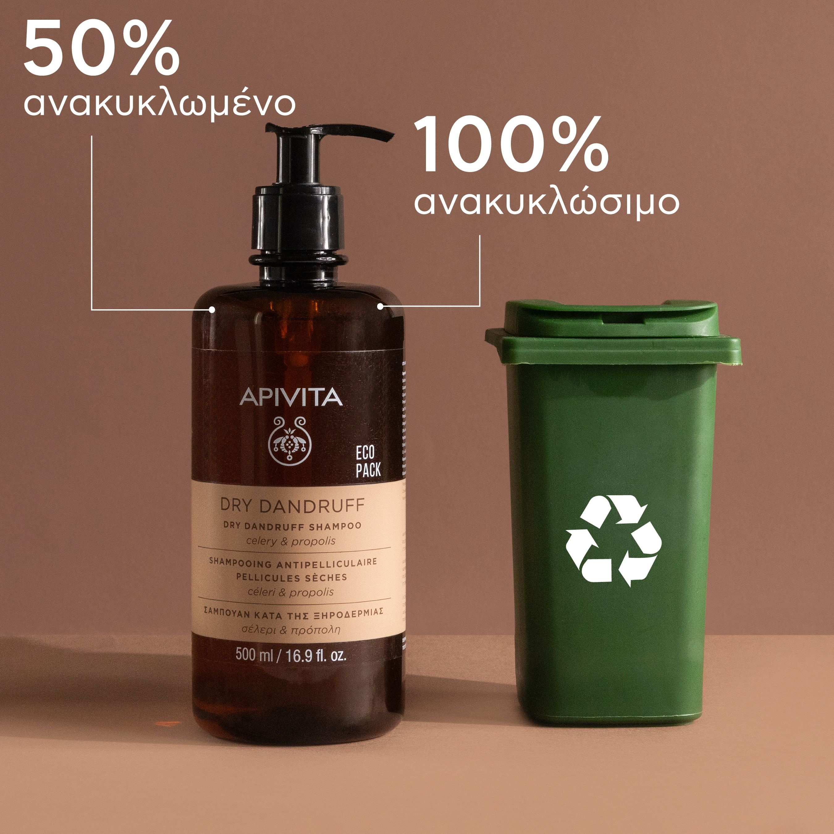 Apivita Celery & Propolis Dry Dandruff, Σαμπουάν Κατά της Ξηροδερμίας, 500ml