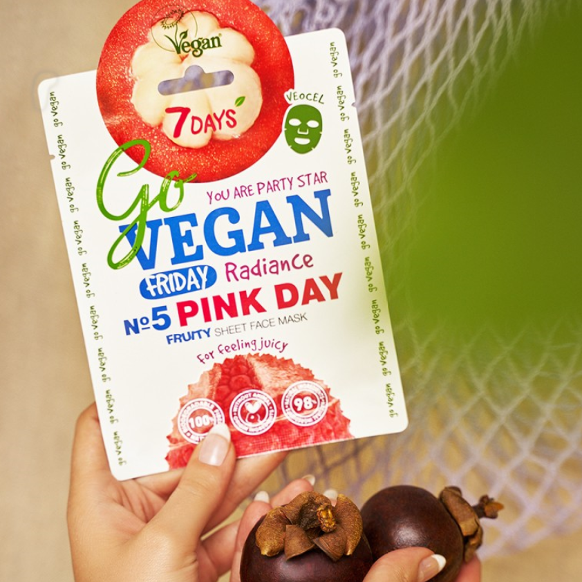 7 Days Go Vegan Sheet Mask Pink Day, 25gr