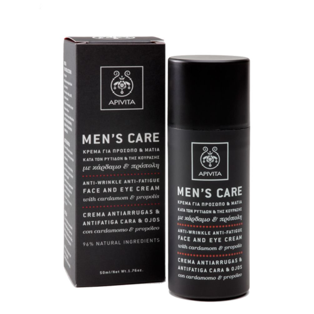 Apivita Men's Care Κρέμα για Πρόσωπο και Μάτια κατά των Ρυτίδων και της Κούρασης με Κάρδαμο και Προπόλη, 50ml
