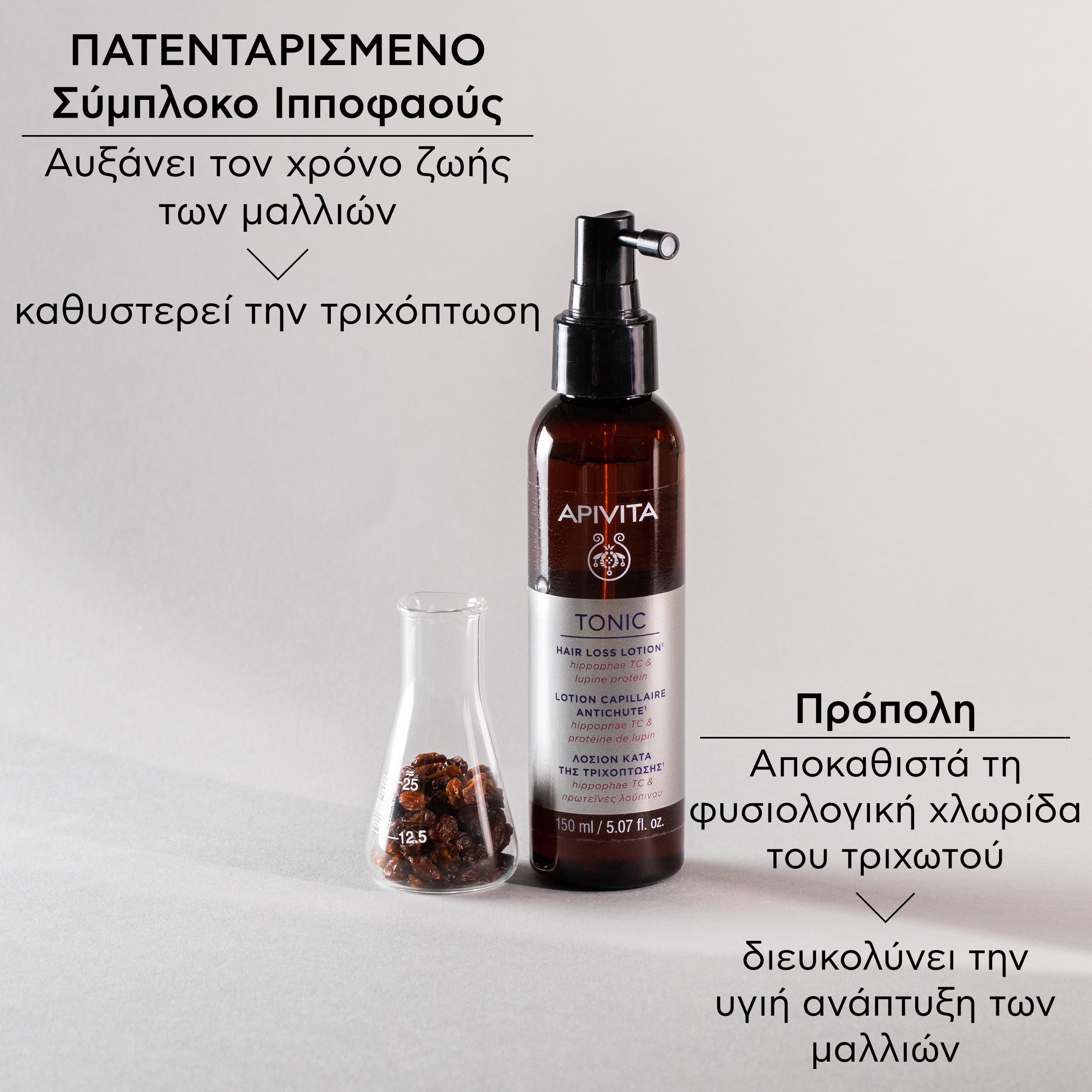 Apivita Hair Loss Lotion, Λοσιόν Kατά της Tριχόπτωσης με Hippophae TC & Πρωτεΐνες Λούπινου 150ml