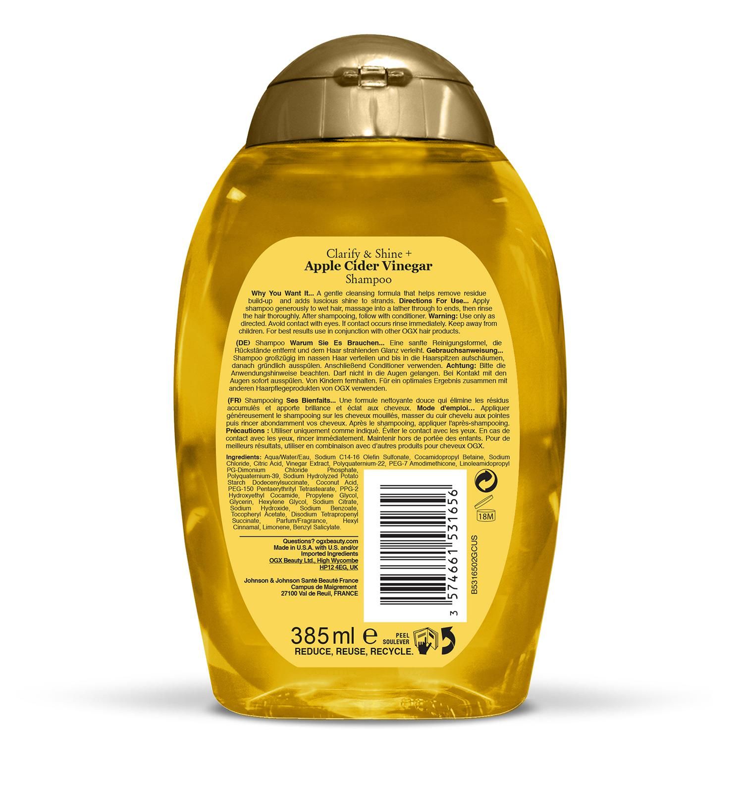 OGX Apple Cider Vinegar Σαμπουάν Απαλός Καθαρισμός και Λάμψη 385ml