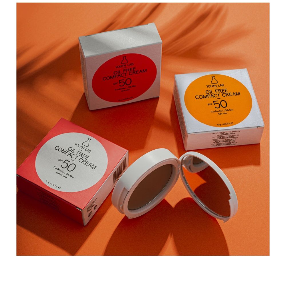 Youth Lab Oil Free Compact Cream Spf 50 Combination Oily Skin-dark color, Αντιηλιακή Compact & Bronze, Ματ Τελείωμα 10gr