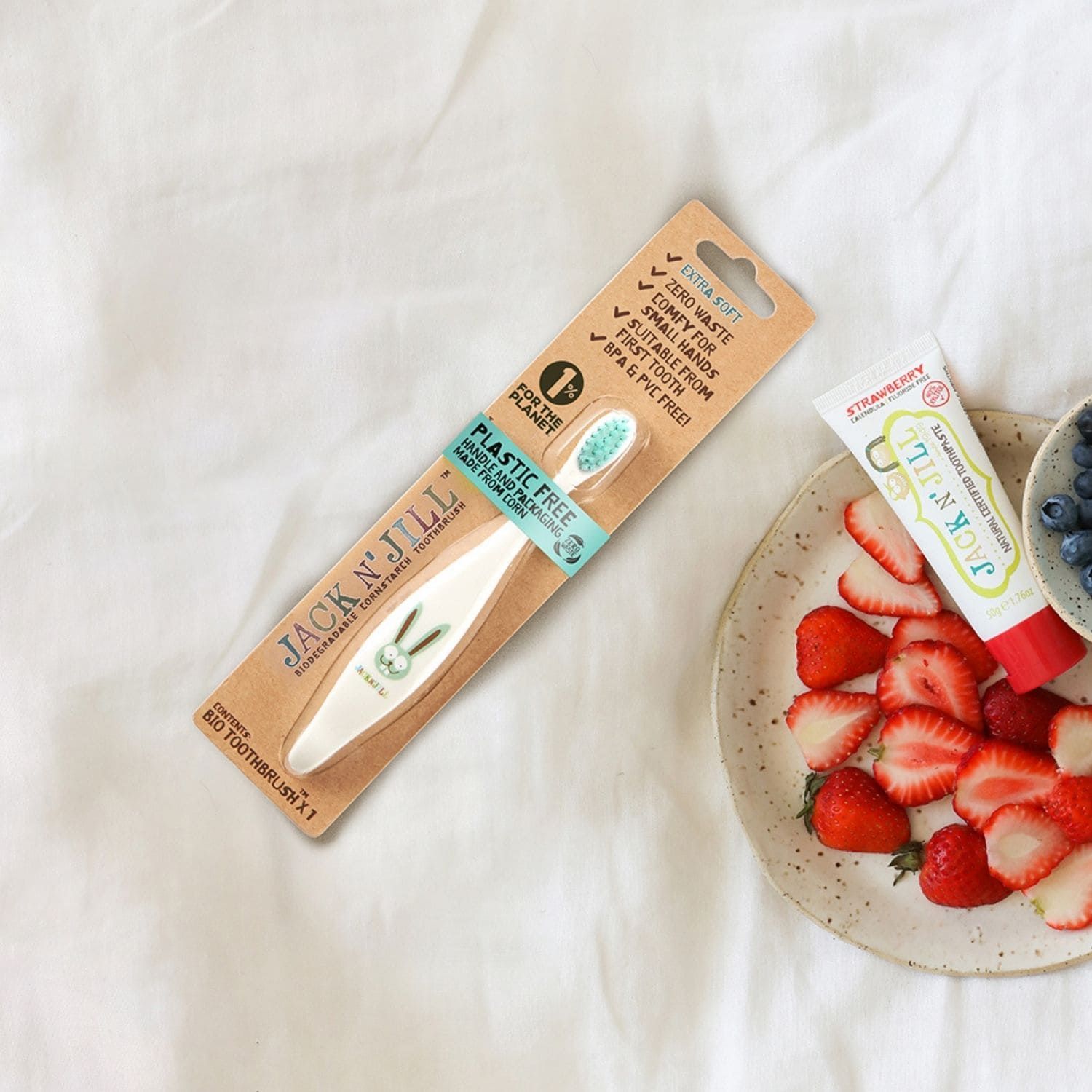 Jack N' Jill Natural Certified Toothpaste Strawberry, 50g & Οδοντόβουρτσα, 1 τεμάχιο