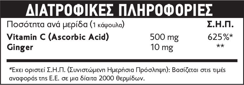 John Noa Vitamin C 500mg Plus Ginger 30 κάψουλες