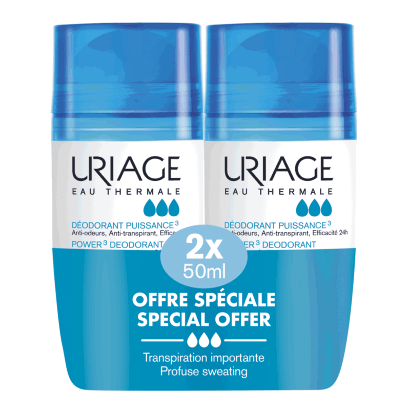 Uriage Promo Deodorant Power 3, Αποσμητικό Τριπλής Δράσης 2x50ml