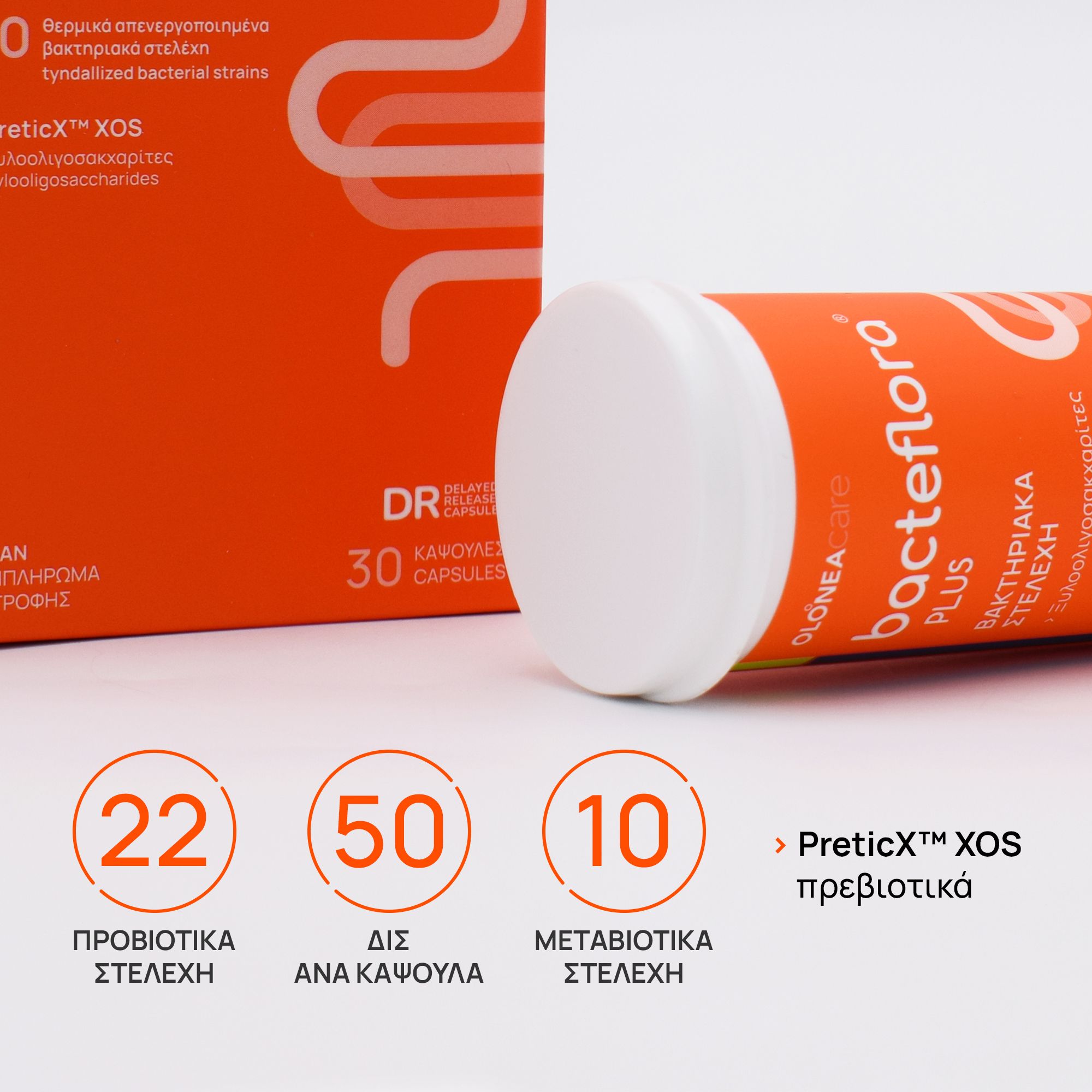 Olonea Bacteflora Plus, Προβιοτικά-Πρεβιοτικά με Ενισχυμένη Σύνθεση 30caps