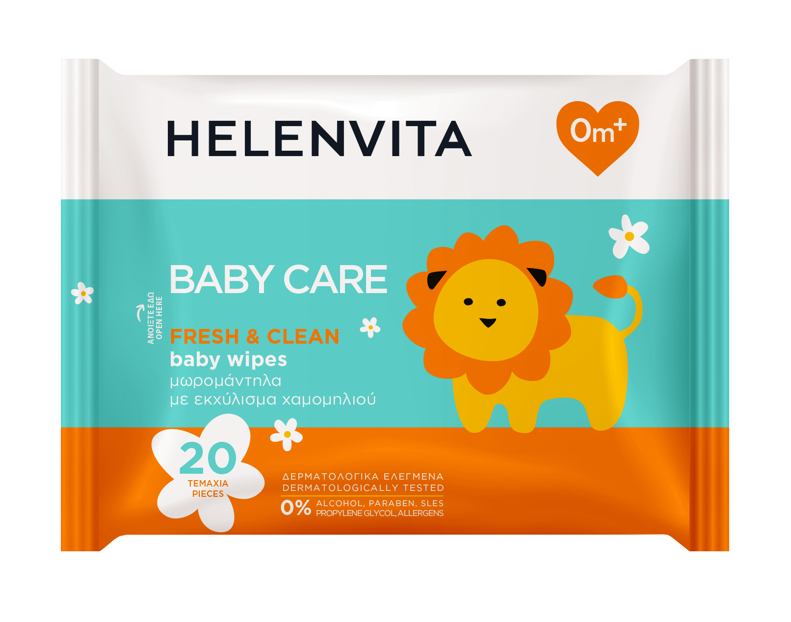 Helenvita Baby Μωρομάντηλα με Χαμομήλι 20τμχ