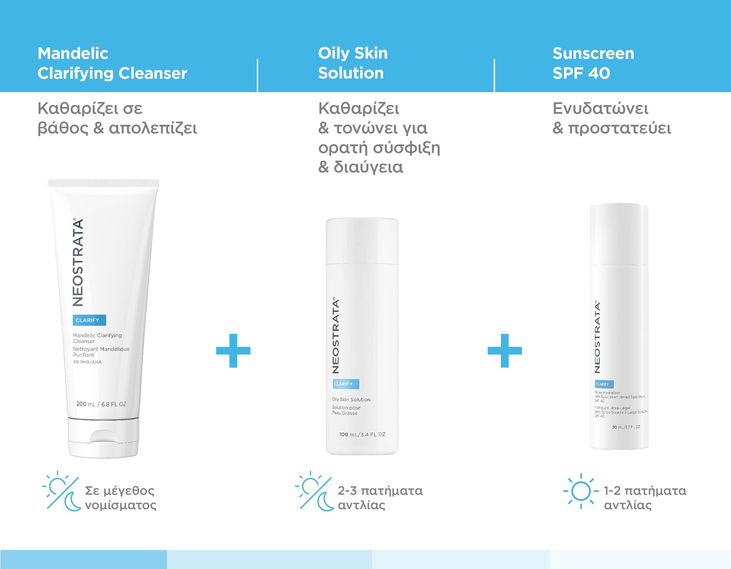 Neostrata Clarify Mandelic Clarifying Cleanser, Καθαριστικό Gel Προσώπου για Λιπαρή Επιδερμίδα 200ml