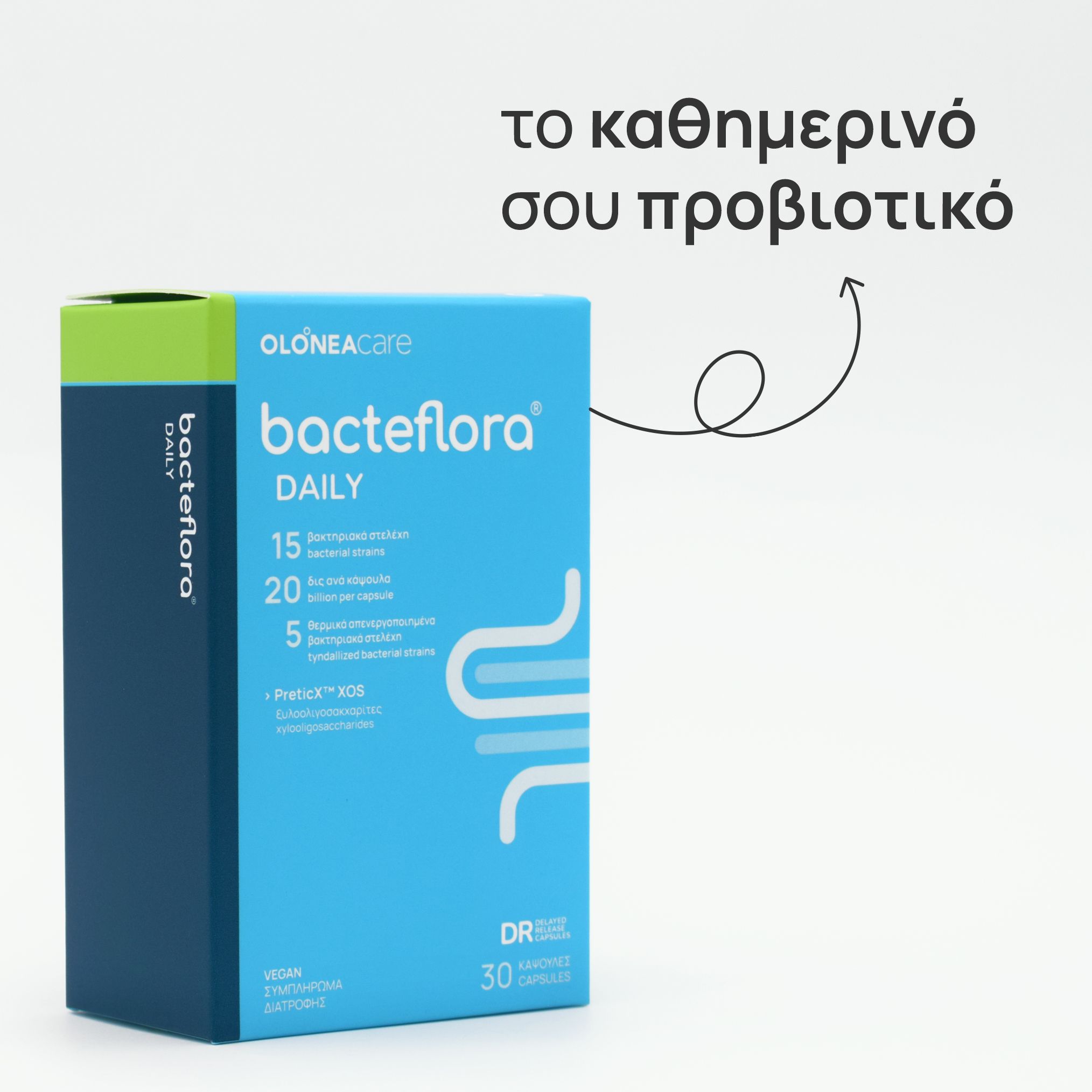 Olonea Bacteflora Daily, Προβιοτικά-Πρεβιοτικά για το Εντερικό Μικοροβίωμα, 30caps
