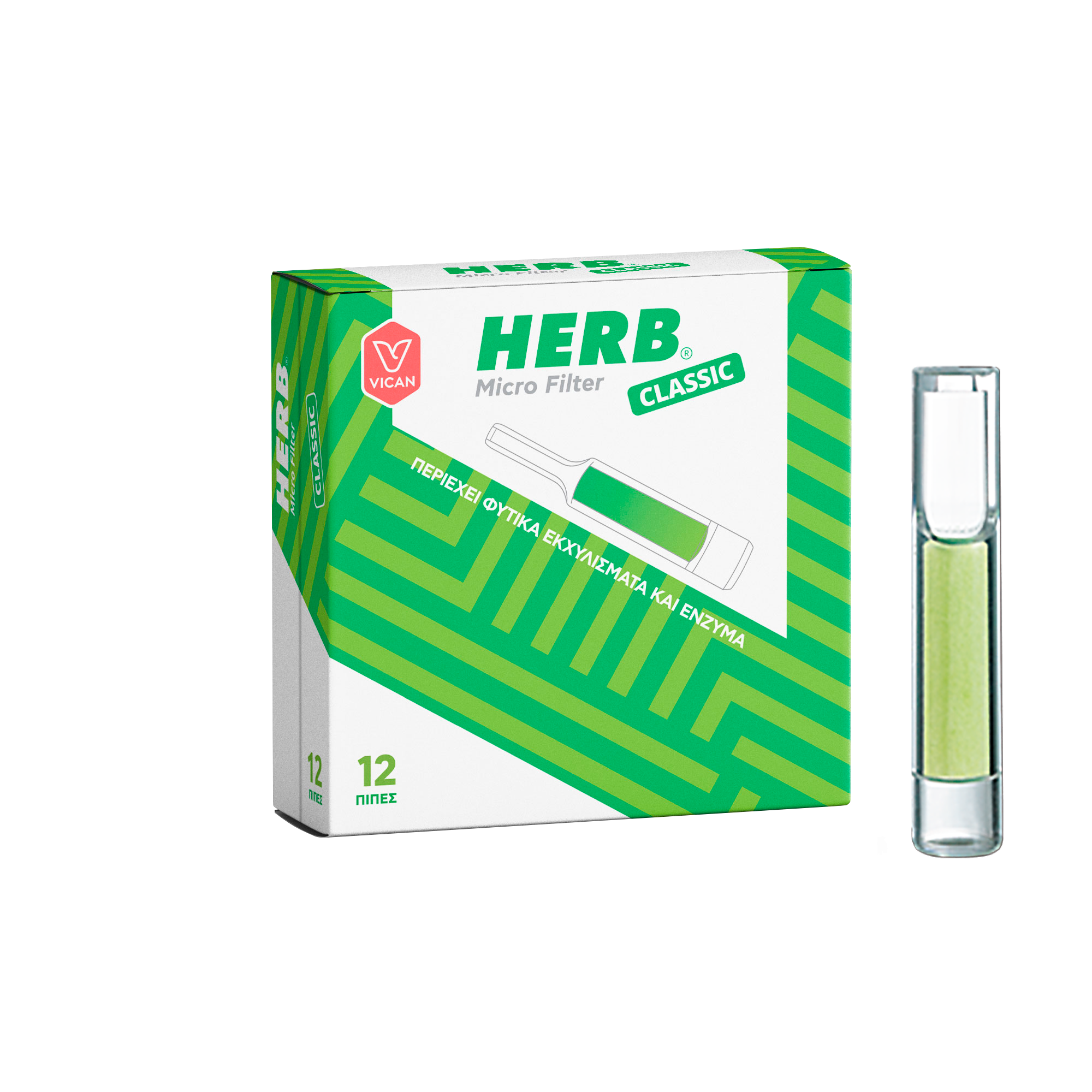 HERB Micro Filter Classic Πίπες με φίλτρο από φυτικά εκχυλίσματα και ένζυμα 12 τεμάχια