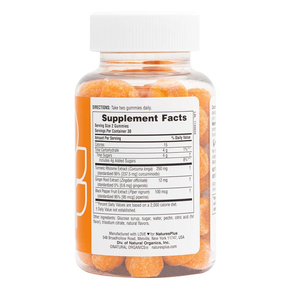 Natures Plus Gummies Turmeric Curcumin Peach, 60 Gummies