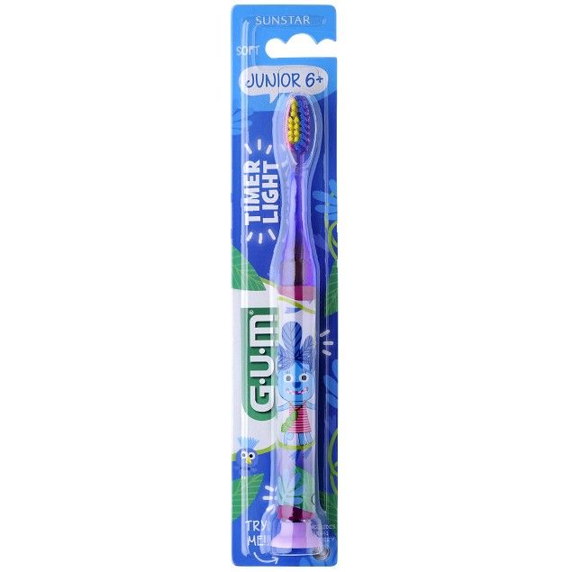 GUM Junior Master Light-Up Soft (903), Παιδική Οδοντόβουρτσα με Φωτεινή Ένδειξη Μωβ 1τμχ