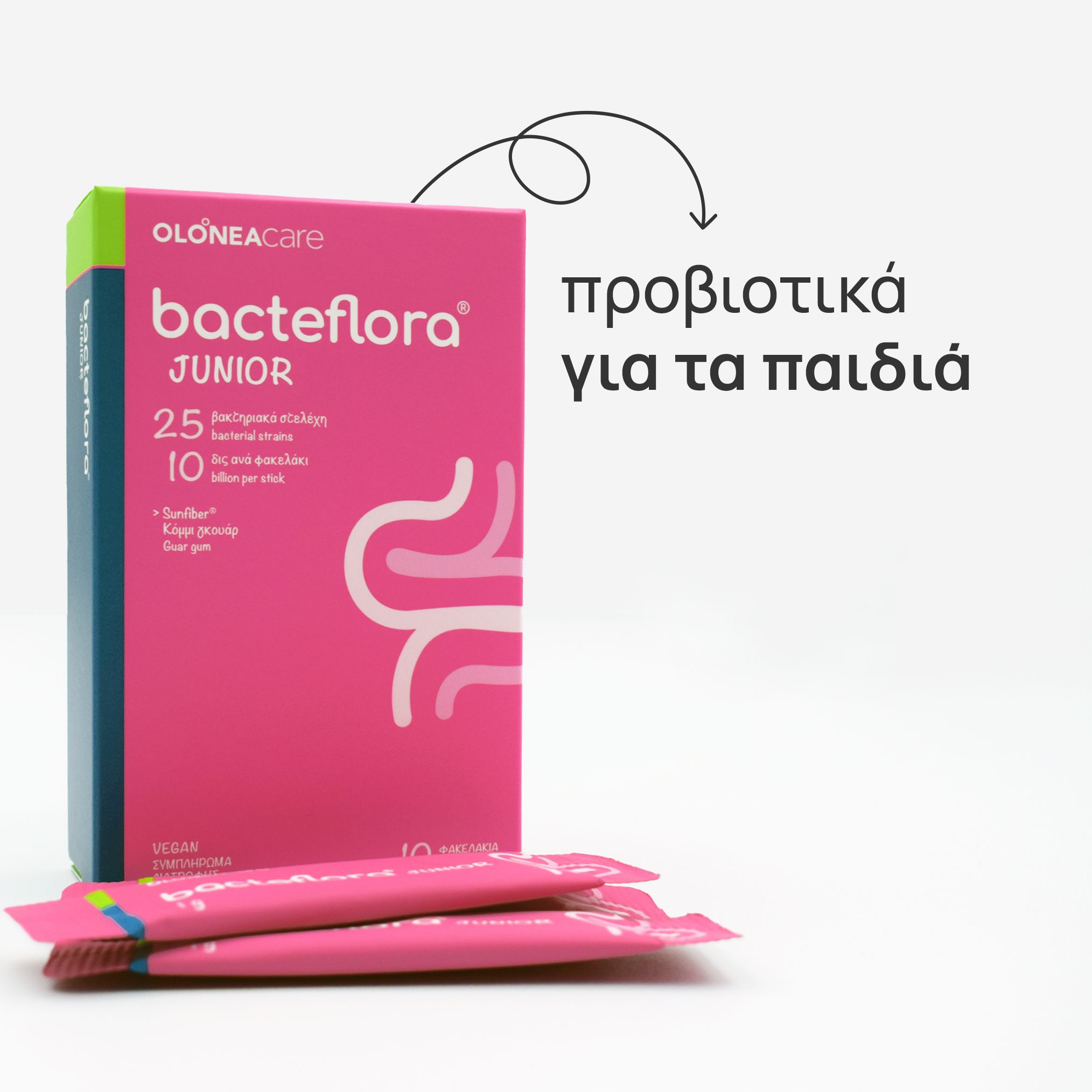 Olonea Bacteflora Junior, Προβιοτικά-Πρεβιοτικά για το Εντερικό Μικροβίωμα 10 Φακελάκια