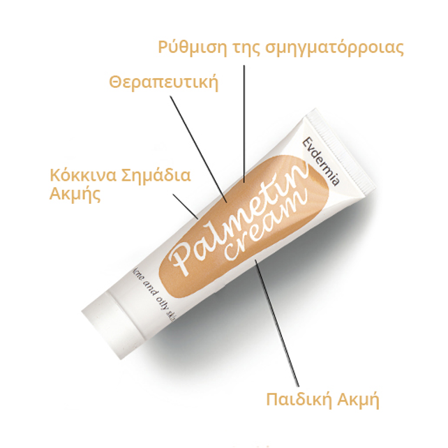 Evdermia Palmetin Cream, Κρέμα για Λιπαρό και Ακνεϊκό Δέρμα 40ml